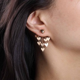 Aneneiceera Boho Heart Chandelier Drop Earrings Gold Heart Stud Earrings Vintage Heart Ear Jacket Earrings Love Heart Wedding Earrings Jewellery For Women, Zinc