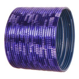 Touchstone Indian Bollywood Choice - Juego de 24 pulseras hechas a mano con superficie de zanja profunda pelada clásico con textura de diseño Wow Para mujer., M - Circ 7.8 in-Indn Size 2.8-Dia 2.5 in,