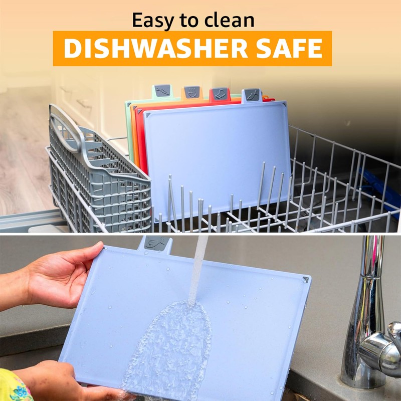 4-Piece Non-Toxic Cutting Board Set with Premium Scissors and Holder