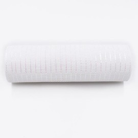 2 Rolls - Koopi Deco Mesh 10 inch x 30 feet Each Roll, Set of 2 White with White Iridescent Foil Poly Mesh Ribbons for Wreaths, Swags, Craft, Party and Decorating Supplies PolyMesh-10Inx10y-WT03x2