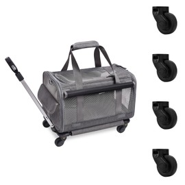 GJEASE Cat Rolling Carrier Wheels,Double-Compartment Pet Rolling Carrier Wheels,No Tools, Quick to Install, Quick to Remove.