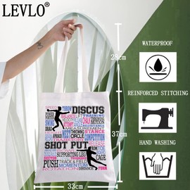 LEVLO Discus Shot Put Canvas Tote Bag Shot Put Athlete Throwing Gift Shot Putter Shoulder Bag For Track Field Shot Put Lover (Discus Tote)