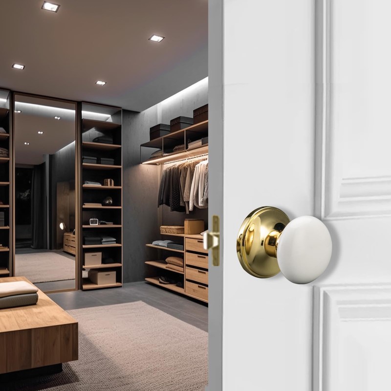 NCL White Door Knobs, Round Passage Door Knob (3 Pack),
