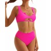 SUUKSESS Women Cutout Bikini Sets Push Up High Waisted Swimsuits