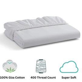 Split Top King Fitted Sheet Only for Sleep Number Adjustable Beds,100% Giza Cotton,Split Top King Fitted Sheet for Adjustable Bed,Adjustable Bed Fitted Sheet 34" Flex Head King Size,1 Pc (White)