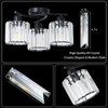 Crystal Semi Flush Mount Ceiling Light,3-Light Black Close to Ceiling