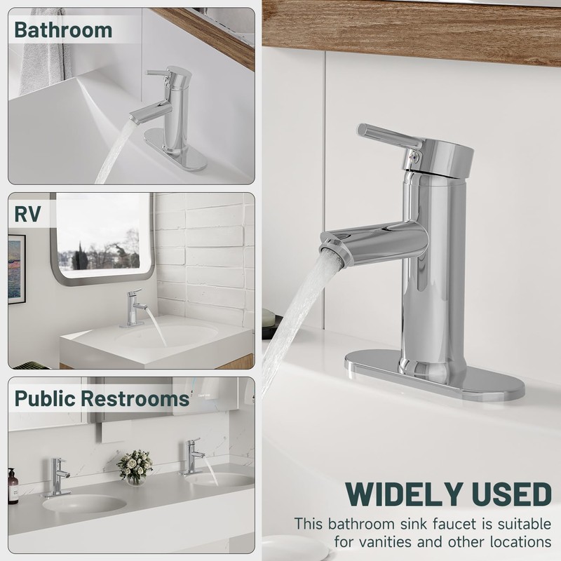Greenspring Chrome Bathroom Faucets, Single Handle Bathroom Faucet 1 Hole