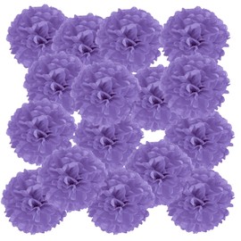 PATIKIL 4" Tissue Pom Poms Flowers, 20 Pack Paper Flower Ball for Wedding Bridal Shower Birthday Bachelorette Party Backdrop Decoration, Purple