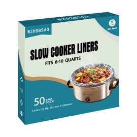WZHSBSA Slow Cooker Liners, 50 Cooking Bags, Oversized Disposable Pot Liner Plastic Bags for 6QT to 10QT Slow Cookers, 14 in. x 22 in.