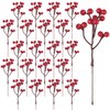 YiYa 36 Pcs Christmas Holly Berries Artificial Red Berry Stems