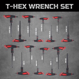 Lichamp 16 Pieces SAE and Metric T Handle Allen Wrench Set, 5/64-3/8 inch, 2-10mm, Ball Head, Standard Long Tee Handle Allen Hex Key Set, Heavy Duty Excellent