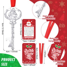 Christmas Santa Key for No Chimney Houses Metal Key Ornament Key Hanging Ornament Christmas Tree Ornament with Card for Xmas Tree House Kids Holiday Decoration (Silver)