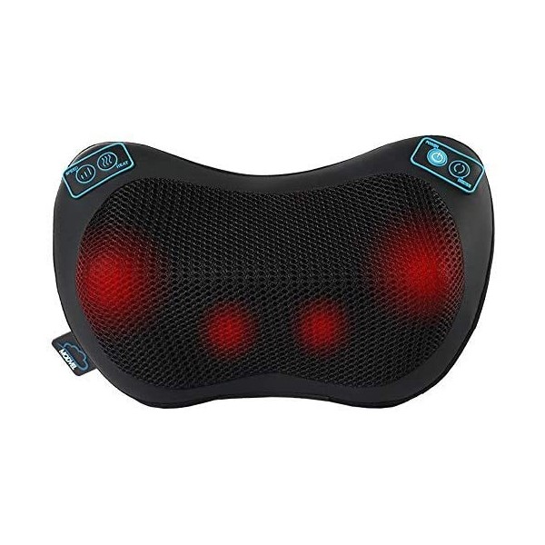 MODVEL Deluxe Shiatsu Heating Pillow Kneading Massager for Back, Neck, Calf & Thigh – High Quality Massaging Cushion W/ Heat – Features 4 Buttons & Extra Strap for Adjustability.