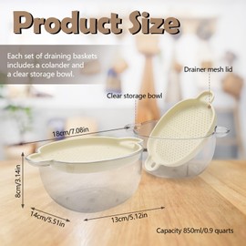 LELE LIFE Small Strainer with Handle, Double Layer Berry Strainer, Mini Fruit Strainer Basket for Cherry, Tomato, Strawberry, Grape, 2 Sets of 4 Pieces (Beige)