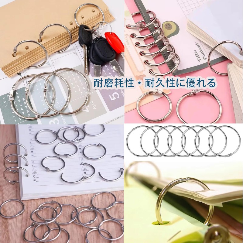 Set of 10 Stainless Steel Rings Card Ring Key Holder