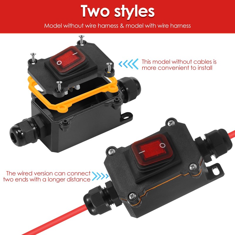 3PC 12V Waterproof Inline Power Switch Set-IP67 Weatherproof Inline Switch,10AWG