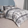 OHS Teddy Fleece Christmas Duvet Double Grey Check, Duvet Cover
