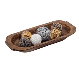 Mie Creations 16'' Large Wooden Dough Bowl for Decor, Huge Decorative Centerpiece Oval Rustic Dough Bowls for Table | Handmade Long Wood Bowl, Thanksgiving Christmas, Festival Dining Decorations