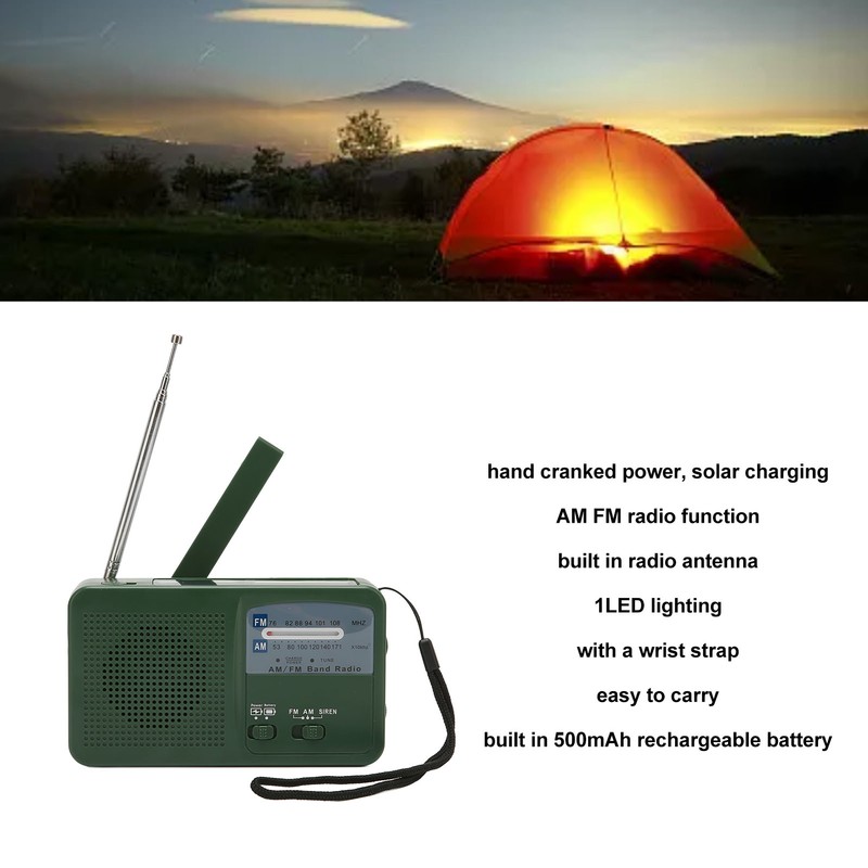 Solar Hand Crank Radio Multifunction Portable Rechargeable Emergency Radio with