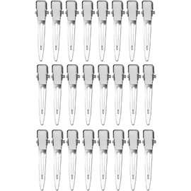 24 Pinzas de Pico de Pato para peluquería, Pinzas de cocodrilo de Metal con Agarre Antideslizante, Pinzas para seccionar el Cabello, Color Plateado