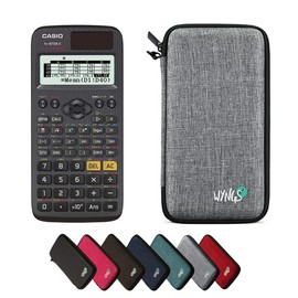 CALCUSO economy pack: Casio FX 87 DE X ClassWiz Technical Scientific Calculator + WYNGS Protective Case Light Grey
