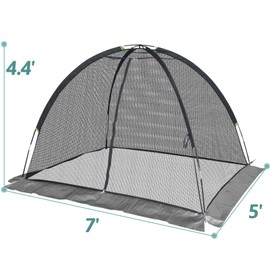 HIGOOD Pond Dome Cover with Zipper: 5×7FT Koi Netting for Leaves Protection Bird Barrier Mesh with Fiberglass Poles for Backyard Garden Ponds