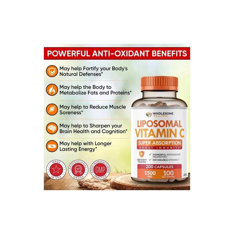 Vitamina C Liposomal 1500mg Alta Absorcion Wholesome Wellnes