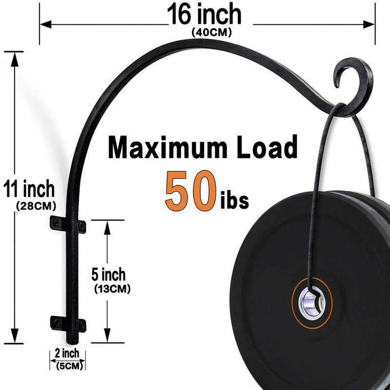 Lifyzoon Heavy Duty Hanging Plant Bracket: Outdoor Hand-Forged Hanging Plant