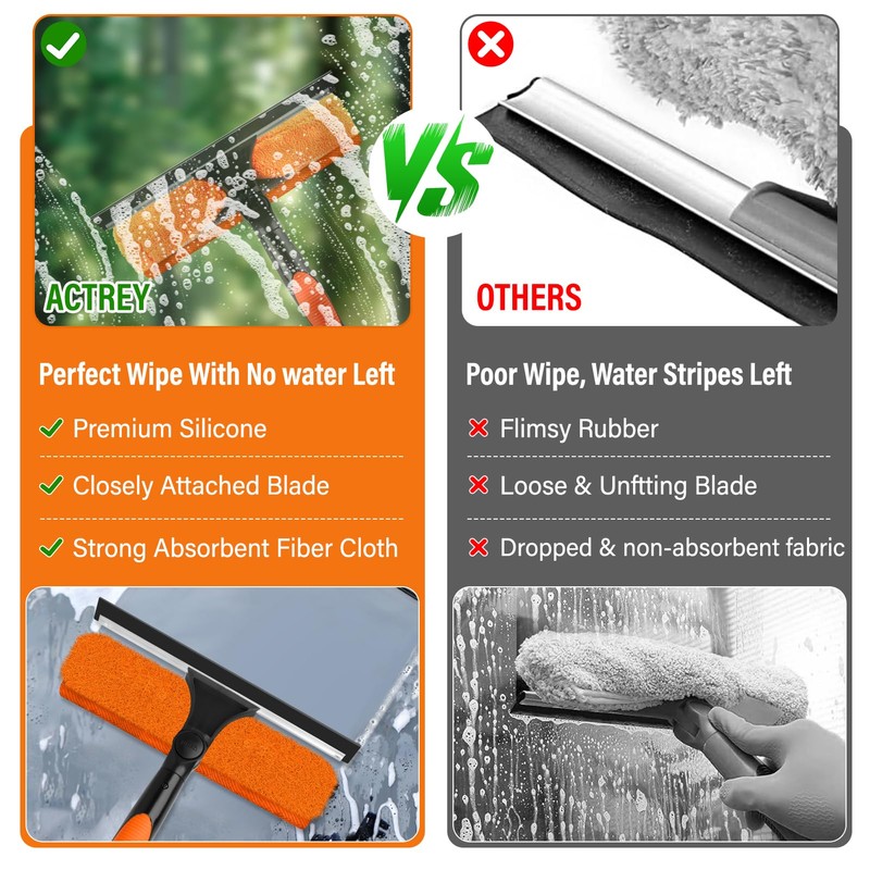 26FT High Window Cleaning Kit with Pole, 2 in 1