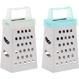 Mini Cheese and Garlic Box Grater - Pack of 2 - Small Ginger and Chocolate Box Graters - Micro Handle Box Grater for Kitchen