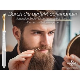 Slicker Tweezers from Solingen, Made in Germany, Eyebrow Tweezers for Face Care for Plucking Eyebrows, Beard Hair or Small Hairs for Men and Women (Oblique/Gold-Plated)