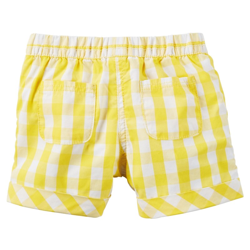 Carters Baby Girls Pull-On Gingham Poplin Shorts Yellow 12M