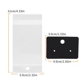 Femtindo Earring Display Cards with 100PCS Earring Cards 200PCS Earring Backs and 100PCS Earring Packaging Self-Sealing Bags for Jewelry Selling (Black-5x3.5cm)