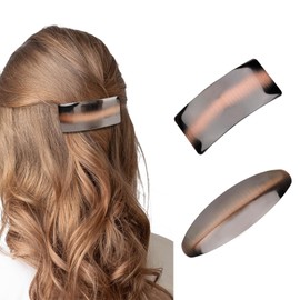 CURASA French Barrette, 2PCS Geometric Hair Barrette Vintage Oval Hair Clip Retro Rectangle Hair Clips for Women Girls Metal Large French Clip Barrette Fashion Hair Accessories for Women