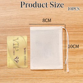 10-Pack Cotton Drawstring Pouches – Reusable Muslin Sachets for Tea, Spices, Crafts, Soap, or Filtering Herbs, Brewing Medicinal Liquor