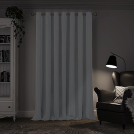 BGment Patio Sliding Door Curtain 96 Inches Length, Room Darkening Privacy Room Divider Curtain Soundproof Thermal Insulation Grommet Temporary Room Dividers, 1 Panel, 100 x 96 Inch, Greyish White