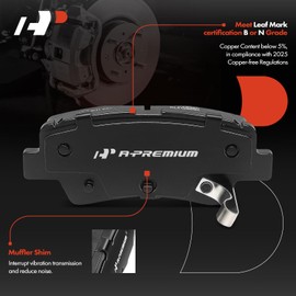 A-Premium Rear Ceramic Disc Brake Pads Set Compatible with Kia and Hyundai Models - Sportage 2017-2022, Cadenza 2017-2020, Tucson 2019-2021, Nexo 2019-2023, Elantra GT 2019, 4 Pcs