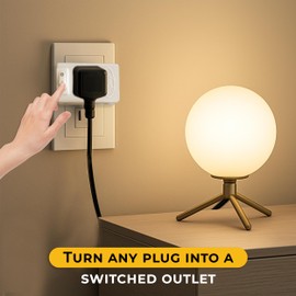 Touch & Glow - 2 Prong Outlet Switch - Single Port Outlet Extender with On/Off Switch - Power Plug for Kitchen Appliances, Lamp, Holiday Lights, Table Fans - Compact Power Adapter (White)