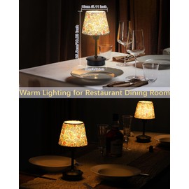 10"H Small Cordless Table Lamps for Restaurant Dinner Dining, 5200mAh Rechargeable Battery Operated Lamps, Brightness Dimmable, Night Bedside Touch Lamp, Living Room Side Kitchen Outdoor Table Light