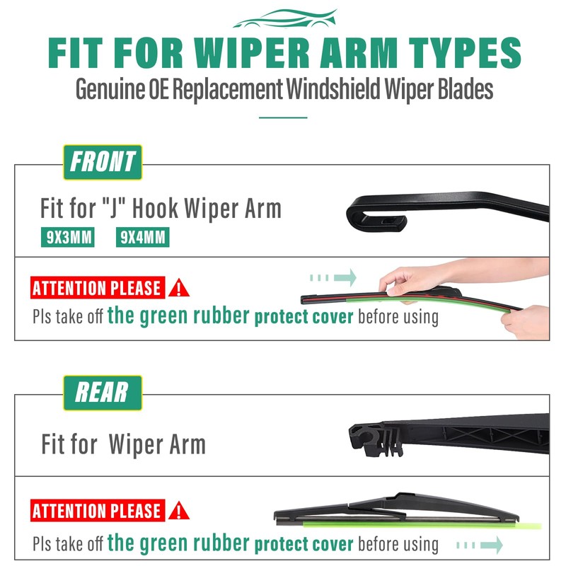 22" 21" 11" Windshield Wiper Blades Replacement for Jeep Grand