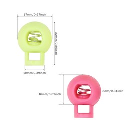 100Pcs Plastic Spring Cord Locks,Single Hole End Round Toggle Stoppers for Camping, Hiking, Sports, Backpacks,Shoelace Replacement 20 Colors