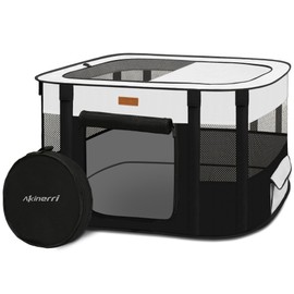 Dog Playpen - Foldable Cat Play Pens for Pubby, Kitten, Rabbit, Portable Pet Tent with Carring Bag for Indoor/Outdoor Travel Camping (Black-Large)