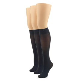 HUE womens Soft Opaque Knee High (Pack of 3) dress socks, Black, 1 US