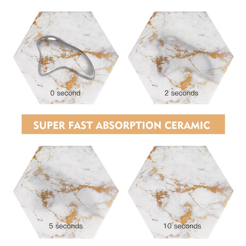 Gold Coasters,Marble Coaster Set for Table Protection,8 Pcs Drink Coasters