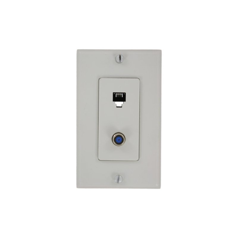 Leviton Decora Telephone/Video Wall Jack Assembly, 6P4C + F, Screw