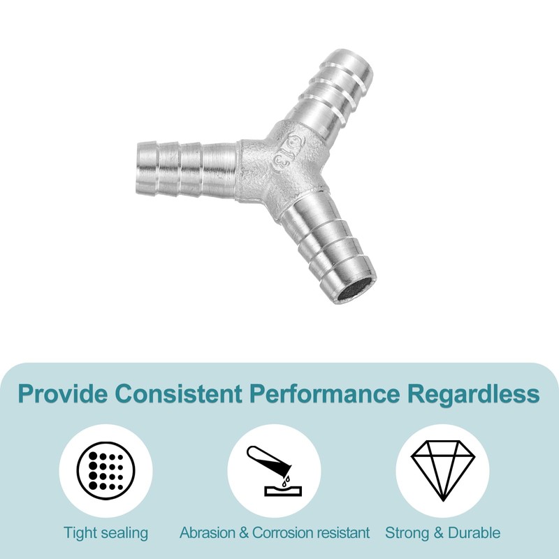 sourcing map 1/2" Y Shape Hose Barb Pipe Fitting, 304