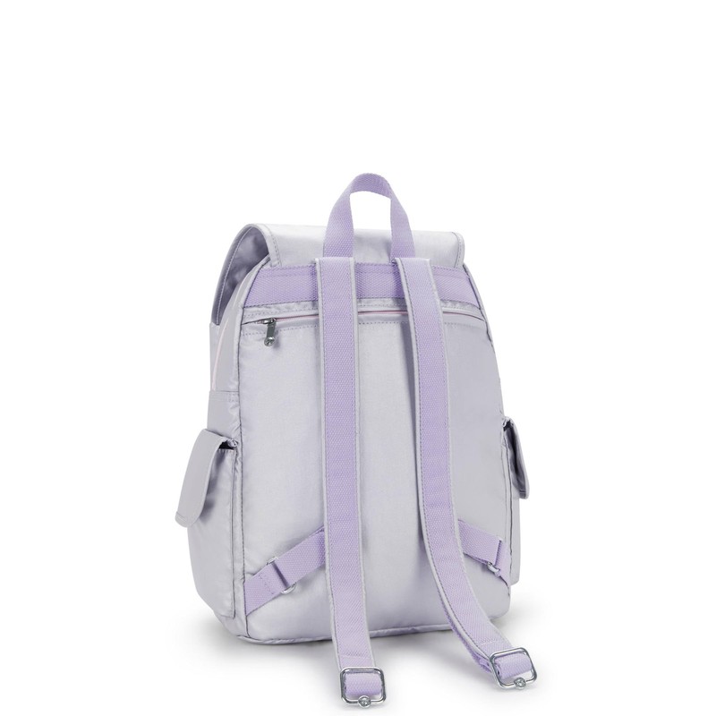 Kipling City Pack Metallic Backpack Silver Glow Met