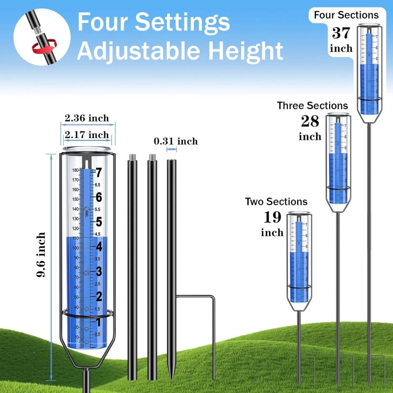 Brand: WANTELFOR Rain Gauge Outdoor,7" Large Plastic Gauges Outdoors Best...