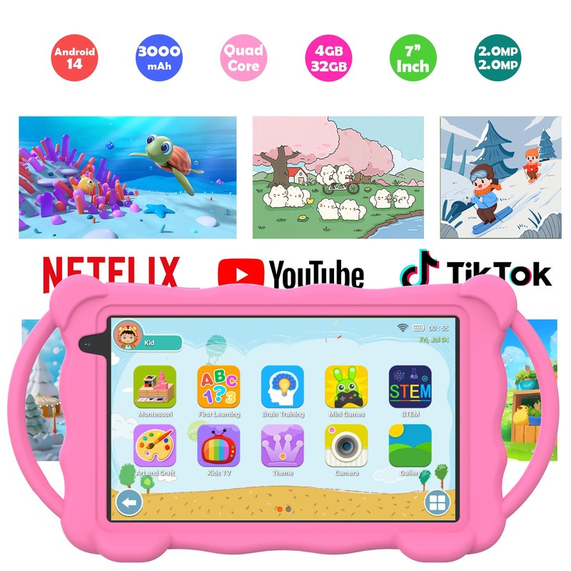 Nyxolaria Kids Tablet 7 inch for Children,32GB ROM Toddler Learning