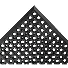 NoTrax Drain Lite™ 3' x 10' Ultra Lightweight Restaurant Rubber Floor Mat with Drainage Holes and Beveled Edges, Anti-Slip Mats, Black, 619S0310BL